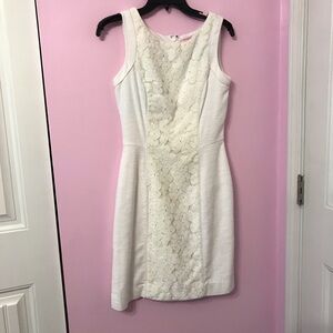 Lilly Pulitzer Ivory White Pique Lace Idola Sleeveless Sheath Dress Size 4